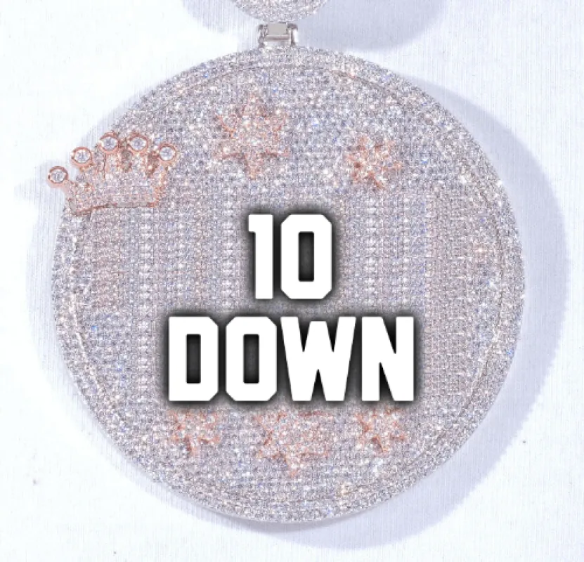 CUSTOM LETTER NECKLACE 3D BIG CROWN DISC sold by The GUU Shop