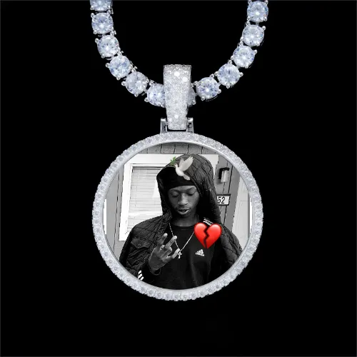 925S & VVS Moissanite 3D Circle Custom Picture Pendant sold by The GUU Shop