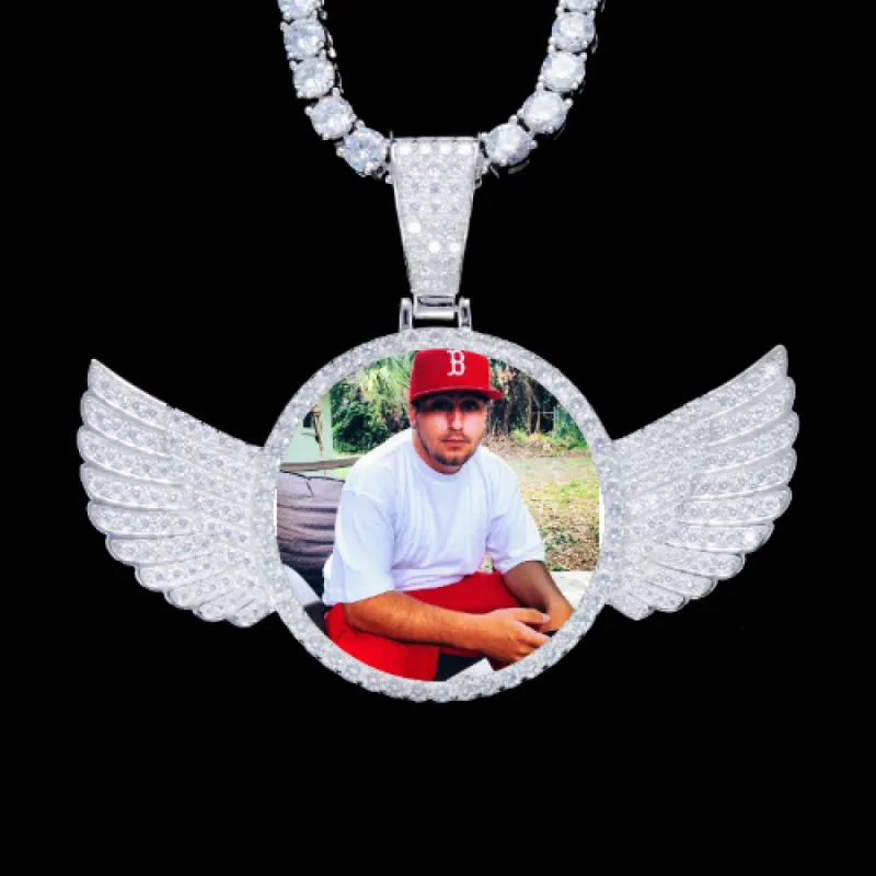 925S & VVS Moissanite 3D Wing Custom Picture Pendant sold by The GUU Shop