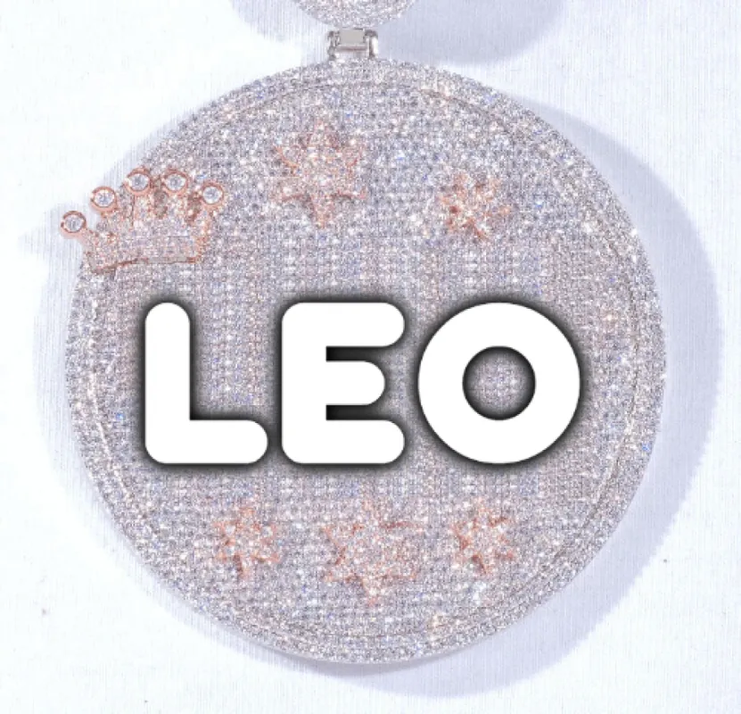 CUSTOM LETTER NECKLACE 3D BIG CROWN DISC sold by The GUU Shop