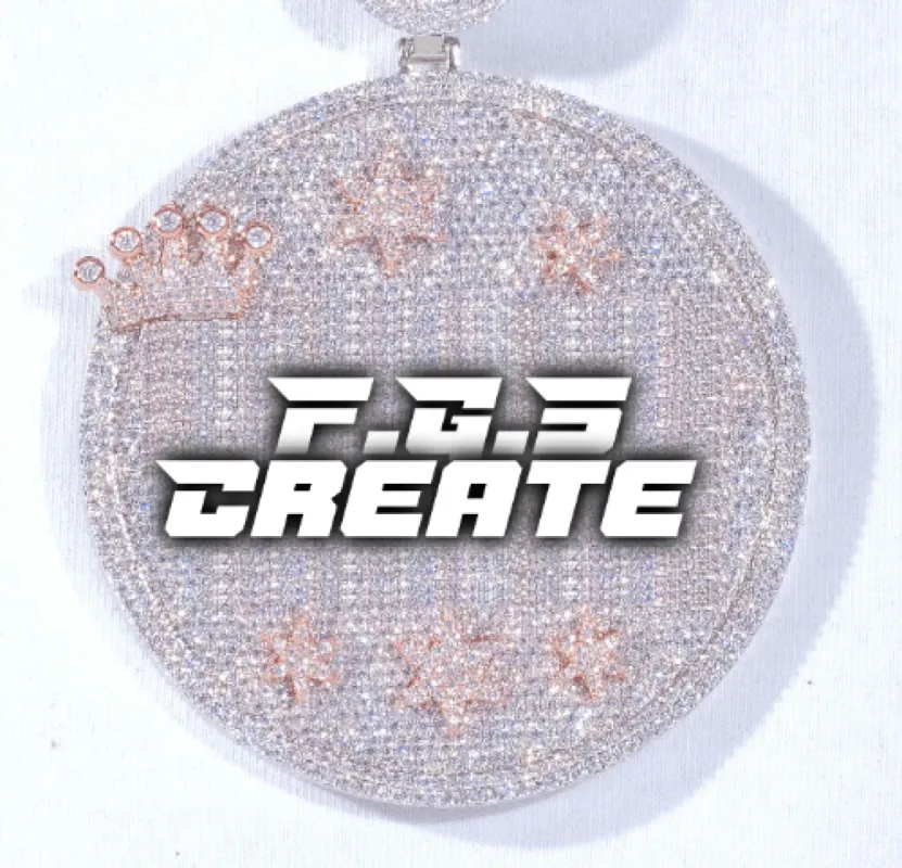 CUSTOM LETTER NECKLACE 3D BIG CROWN DISC sold by The GUU Shop