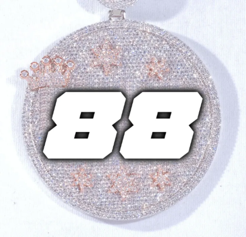 CUSTOM LETTER NECKLACE 3D BIG CROWN DISC sold by The GUU Shop