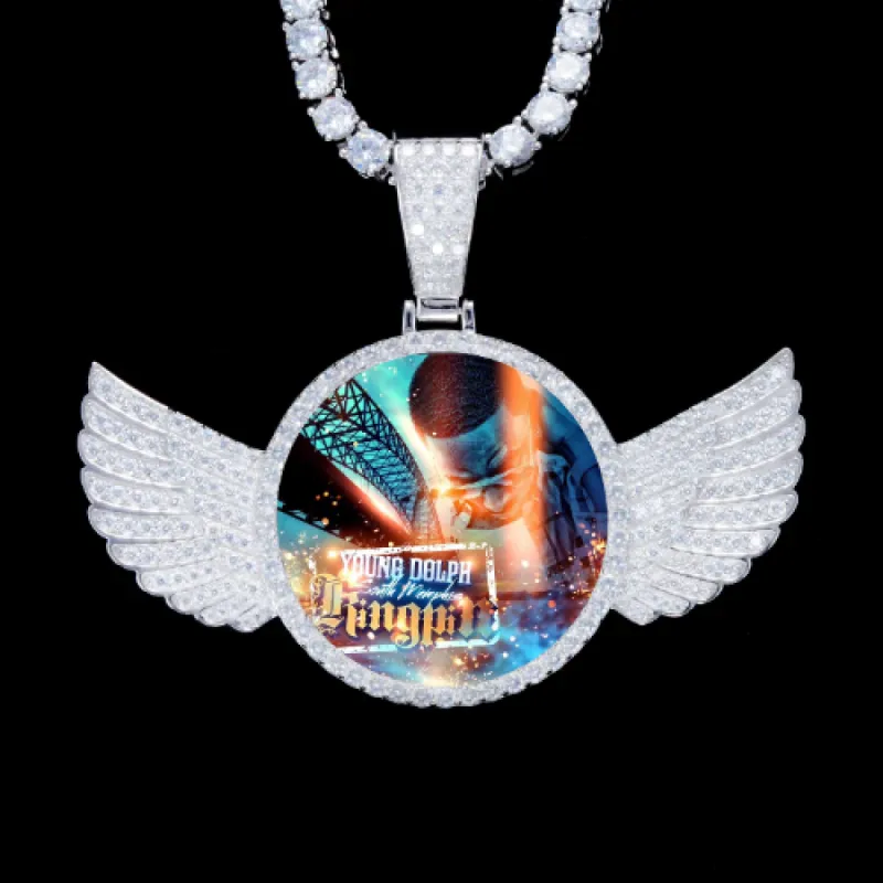 925S & VVS Moissanite 3D Wing Custom Picture Pendant sold by The GUU Shop