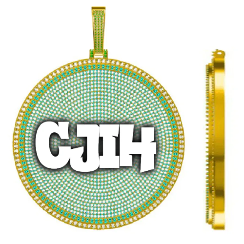 CUSTOM LETTER NECKLACE 3D BIG DISC sold by The GUU Shop