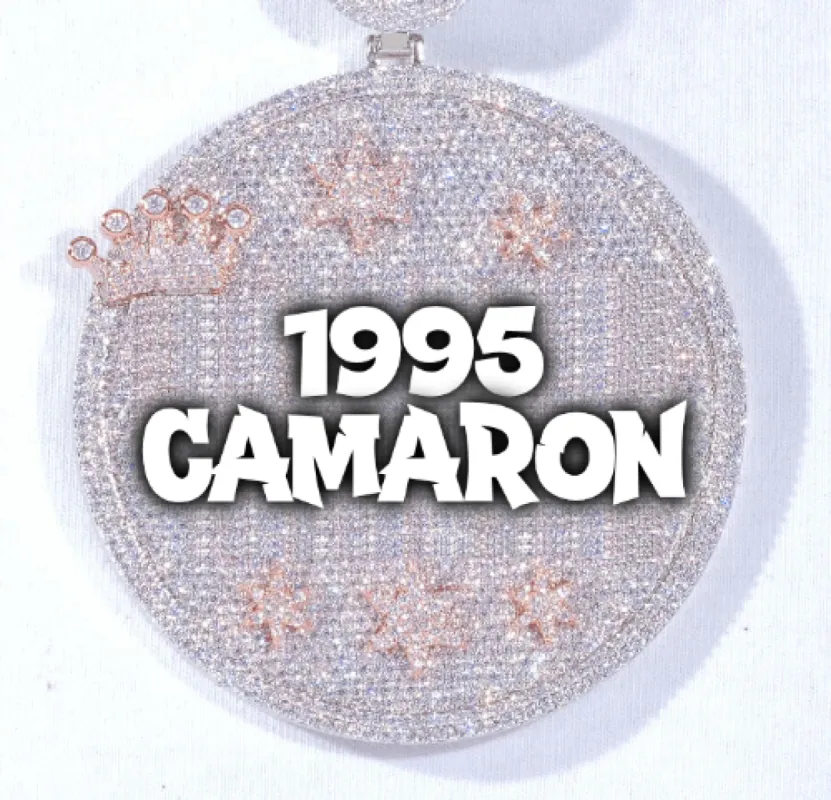 CUSTOM LETTER NECKLACE 3D BIG CROWN DISC sold by The GUU Shop