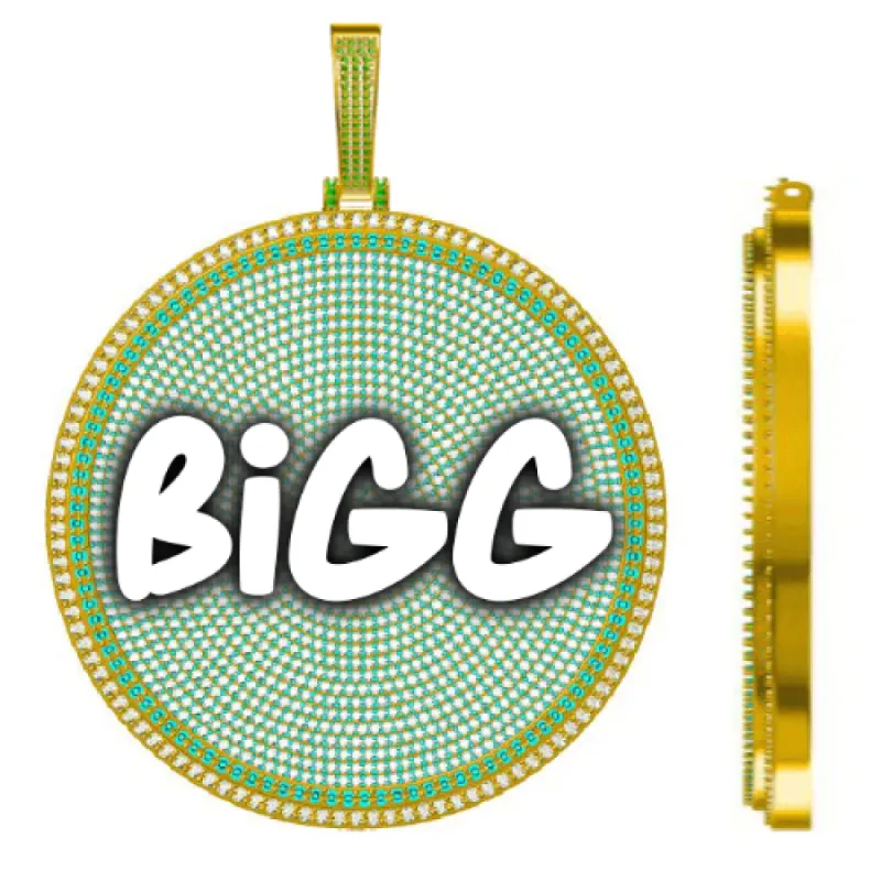 CUSTOM LETTER NECKLACE 3D BIG DISC sold by The GUU Shop