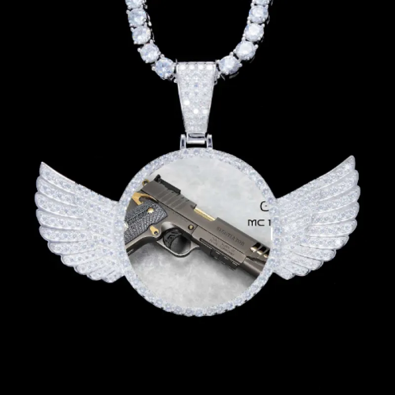 925S & VVS Moissanite 3D Wing Custom Picture Pendant made by The GUU Shop