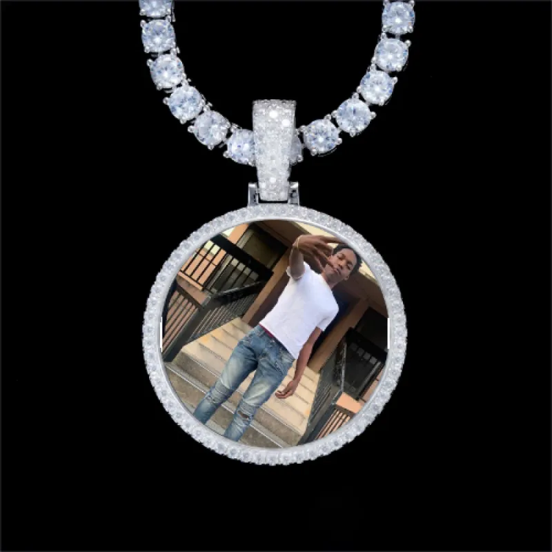 925S & VVS Moissanite 3D Circle Custom Picture Pendant sold by The GUU Shop