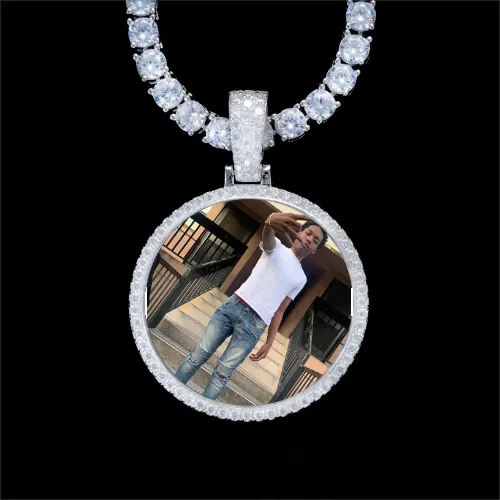 925S & VVS Moissanite 3D Circle Custom Picture Pendant sold by The GUU Shop