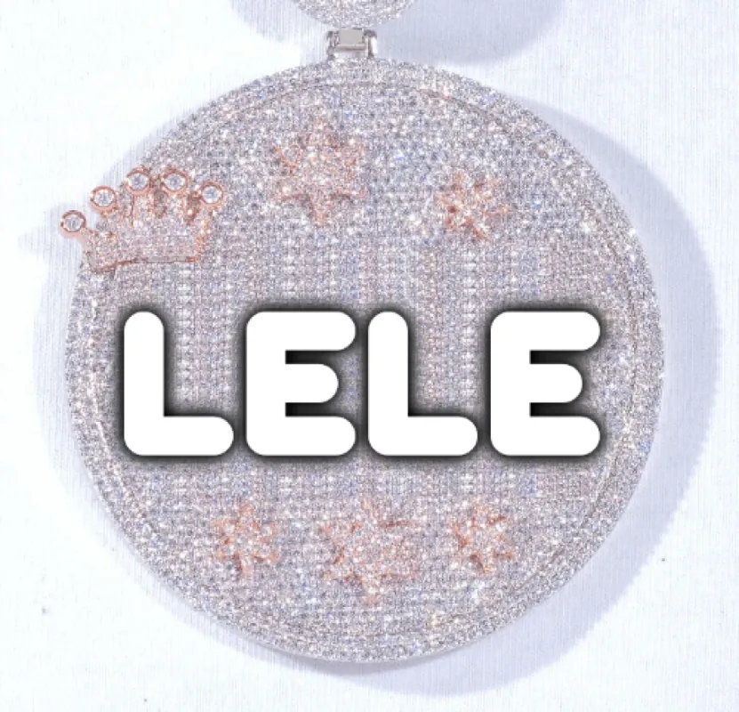 CUSTOM LETTER NECKLACE 3D BIG CROWN DISC sold by The GUU Shop