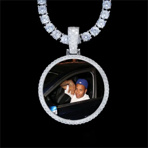 925S & VVS Moissanite 3D Circle Custom Picture Pendant sold by The GUU Shop