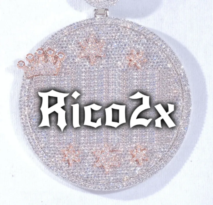 CUSTOM LETTER NECKLACE 3D BIG CROWN DISC sold by The GUU Shop
