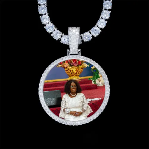 925S & VVS Moissanite 3D Circle Custom Picture Pendant sold by The GUU Shop
