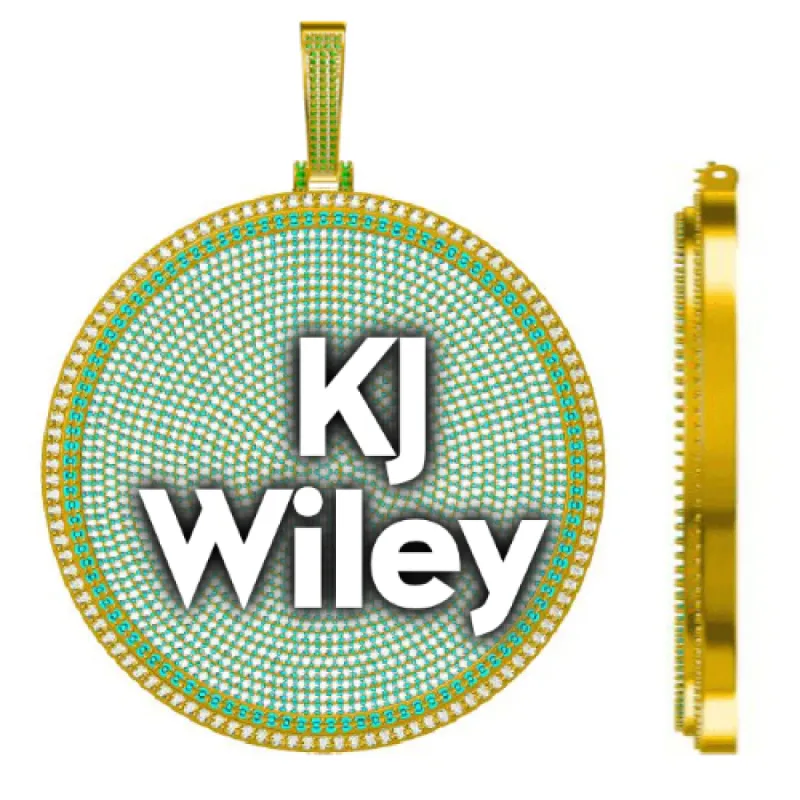 CUSTOM LETTER NECKLACE 3D BIG DISC sold by The GUU Shop