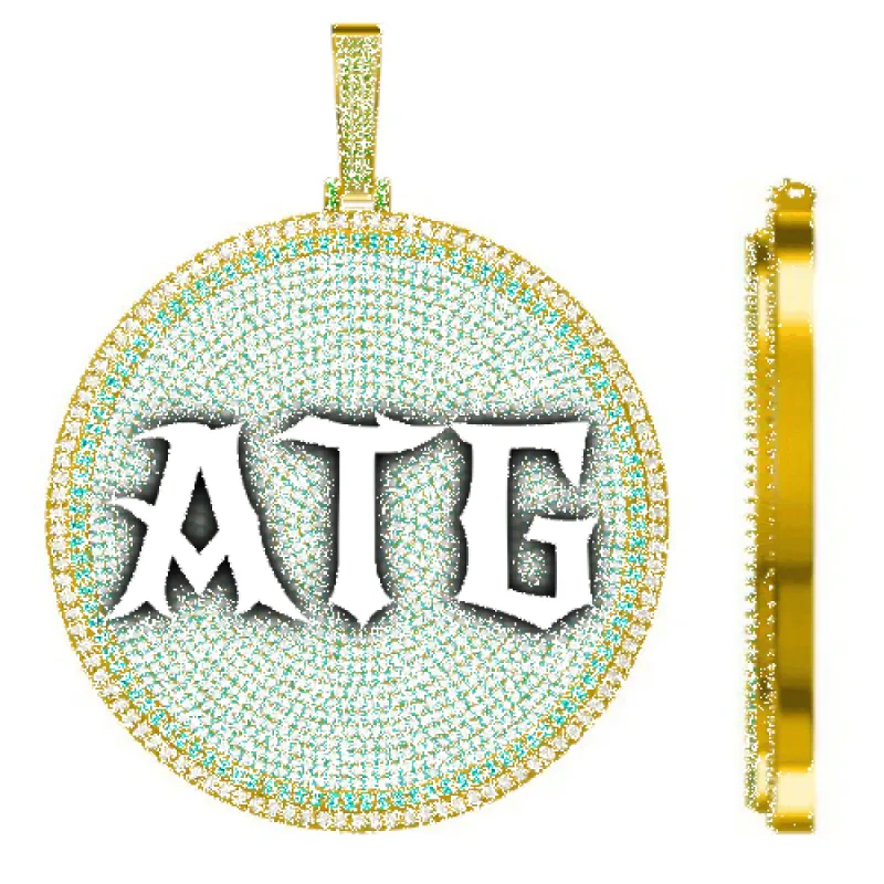 CUSTOM LETTER NECKLACE 3D BIG DISC sold by The GUU Shop