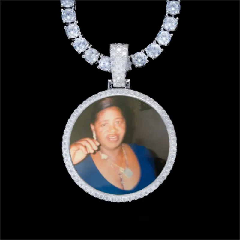 925S & VVS Moissanite 3D Circle Custom Picture Pendant sold by The GUU Shop