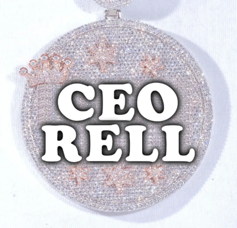 CUSTOM LETTER NECKLACE 3D BIG CROWN DISC sold by The GUU Shop