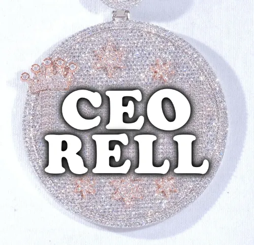 CUSTOM LETTER NECKLACE 3D BIG CROWN DISC sold by The GUU Shop