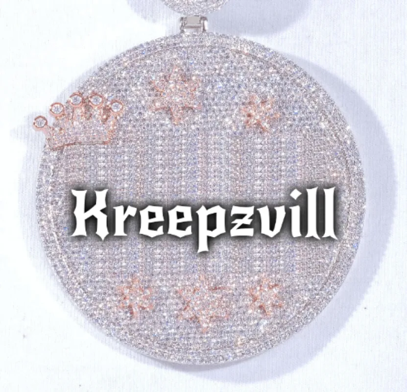 CUSTOM LETTER NECKLACE 3D BIG CROWN DISC sold by The GUU Shop