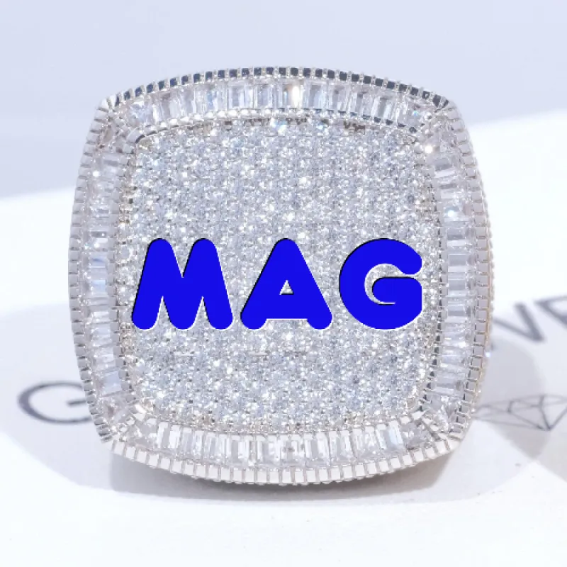 CUSTOM LETTER 3D ICED RING sold by The GUU Shop