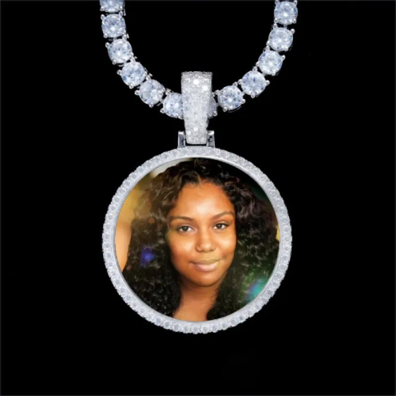 925S & VVS Moissanite 3D Circle Custom Picture Pendant sold by The GUU Shop