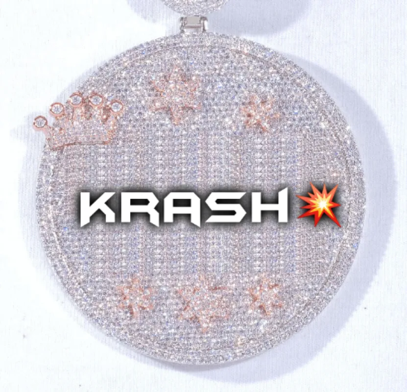 CUSTOM LETTER NECKLACE 3D BIG CROWN DISC sold by The GUU Shop