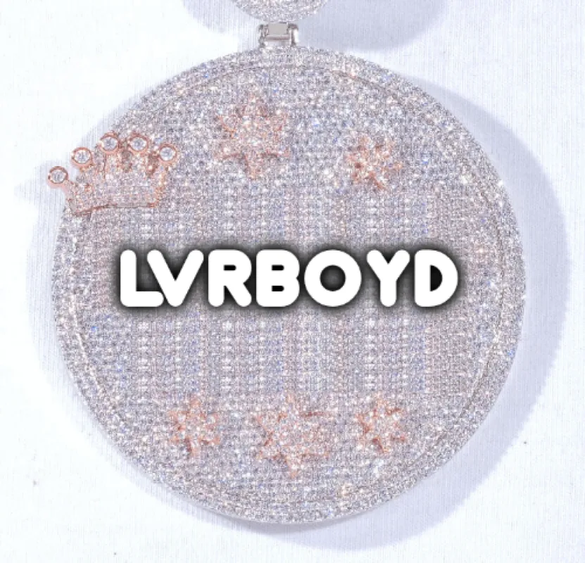 CUSTOM LETTER NECKLACE 3D BIG CROWN DISC sold by The GUU Shop