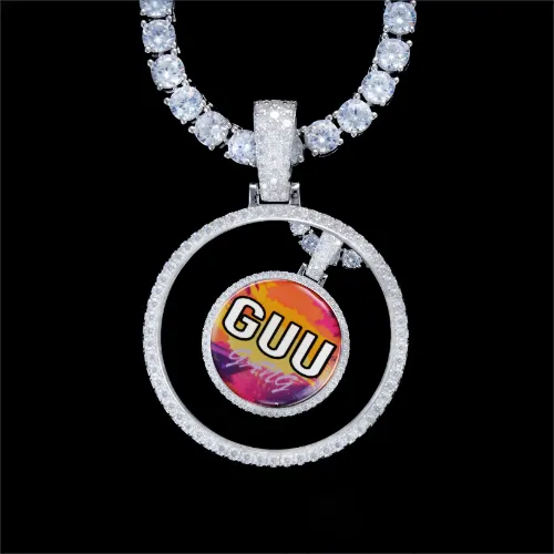 925S & VVS Moissanite 3D Circle Custom Picture Pendant sold by The GUU Shop