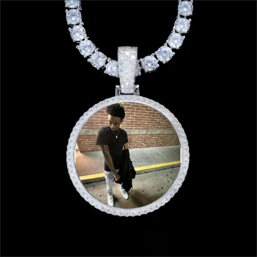 925S & VVS Moissanite 3D Circle Custom Picture Pendant sold by The GUU Shop