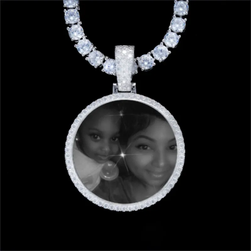 925S & VVS Moissanite 3D Circle Custom Picture Pendant sold by The GUU Shop