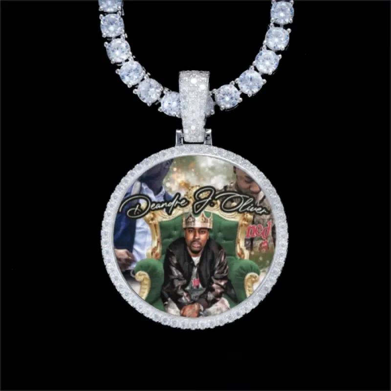 925S & VVS Moissanite 3D Circle Custom Picture Pendant sold by The GUU Shop