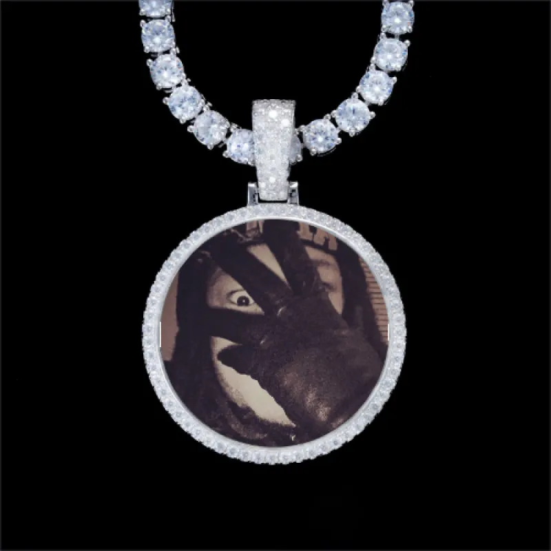 925S & VVS Moissanite 3D Circle Custom Picture Pendant sold by The GUU Shop