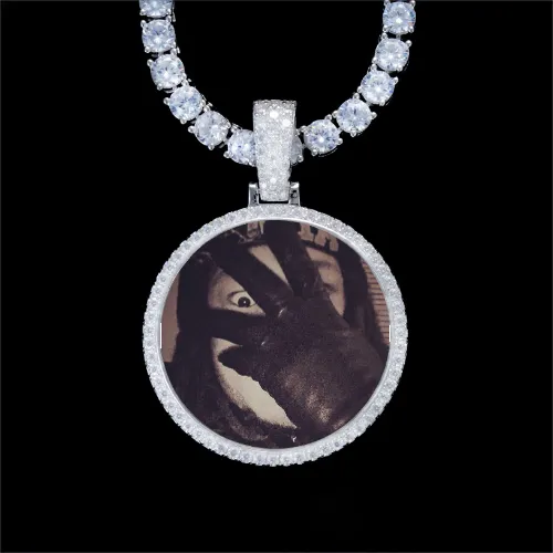 925S & VVS Moissanite 3D Circle Custom Picture Pendant sold by The GUU Shop