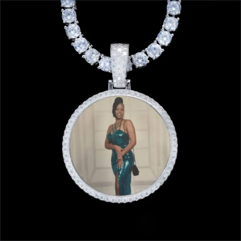 925S & VVS Moissanite 3D Circle Custom Picture Pendant sold by The GUU Shop