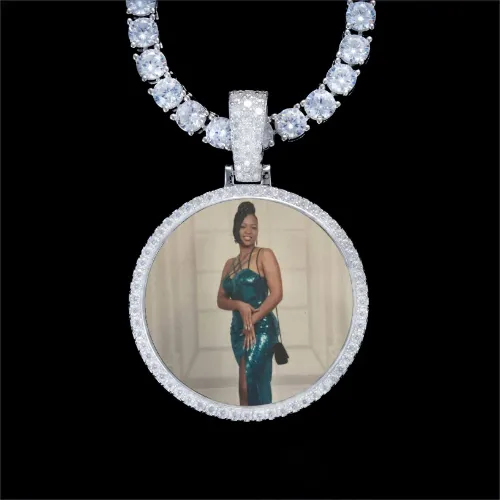 925S & VVS Moissanite 3D Circle Custom Picture Pendant sold by The GUU Shop