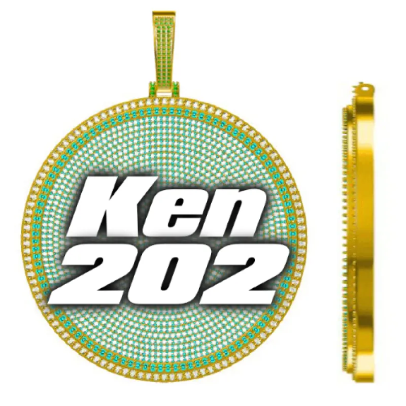 CUSTOM LETTER NECKLACE 3D BIG DISC sold by The GUU Shop