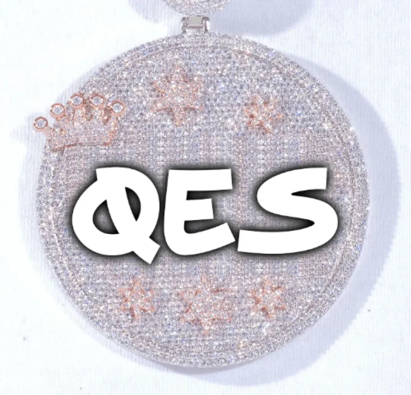 CUSTOM LETTER NECKLACE 3D BIG CROWN DISC sold by The GUU Shop