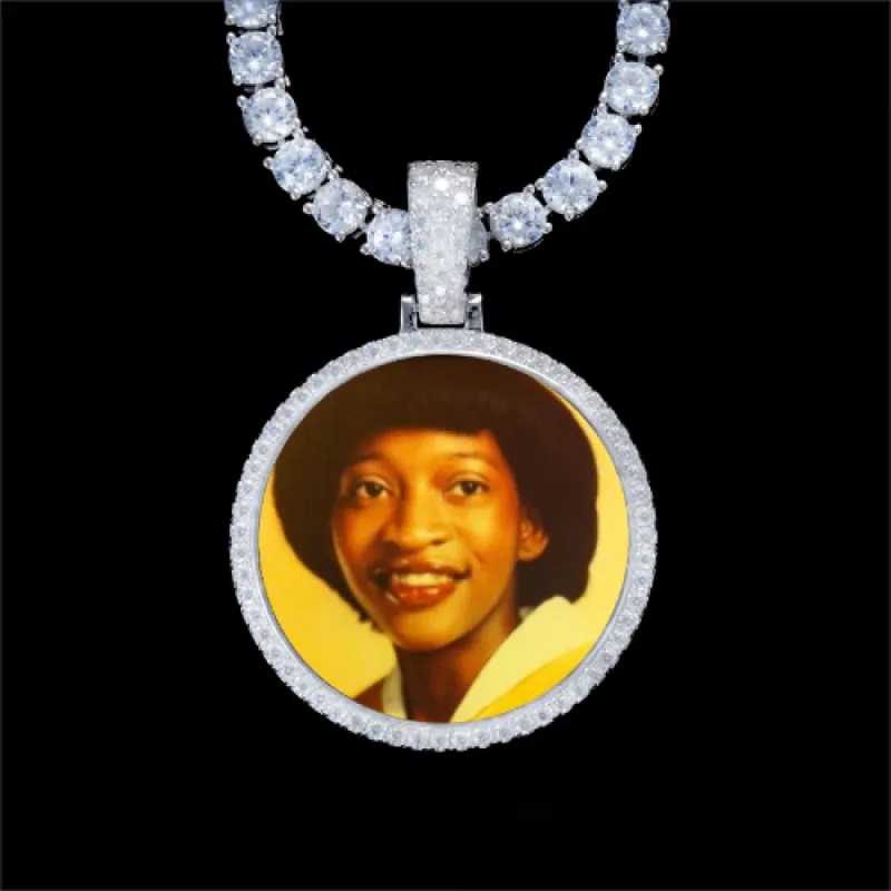 925S & VVS Moissanite 3D Circle Custom Picture Pendant sold by The GUU Shop