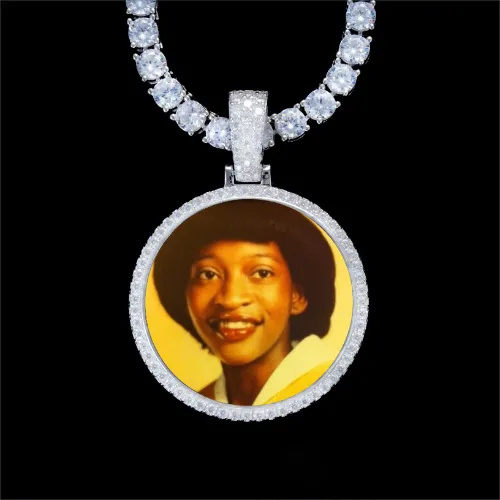 925S & VVS Moissanite 3D Circle Custom Picture Pendant sold by The GUU Shop