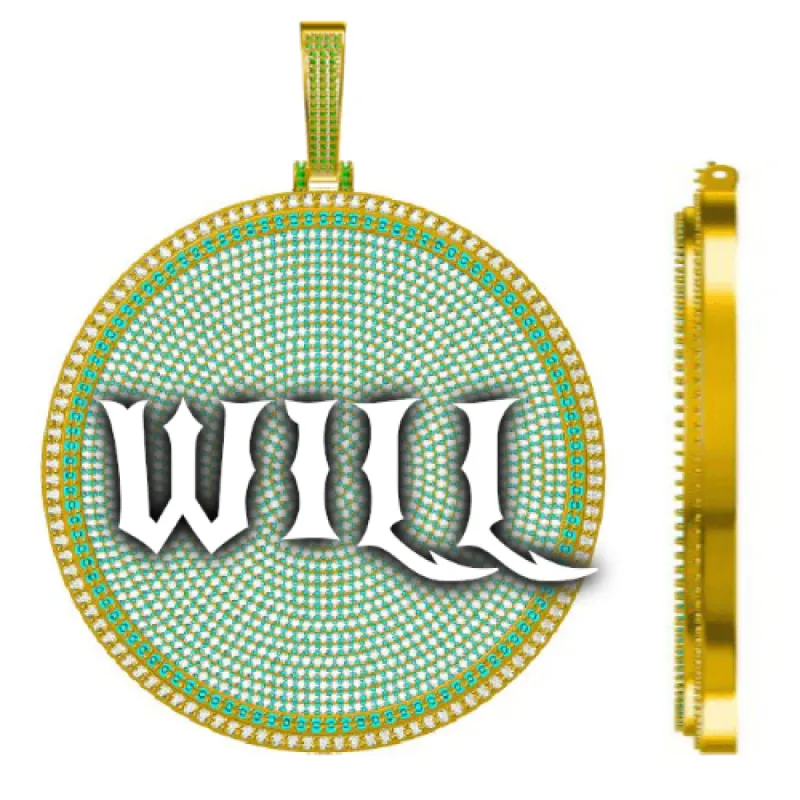 CUSTOM LETTER NECKLACE 3D BIG DISC sold by The GUU Shop