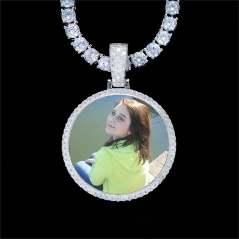 925S & VVS Moissanite 3D Circle Custom Picture Pendant sold by The GUU Shop
