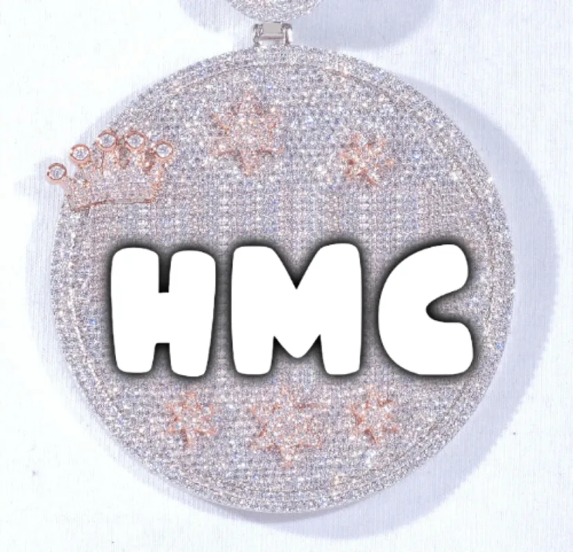 CUSTOM LETTER NECKLACE 3D BIG CROWN DISC sold by The GUU Shop