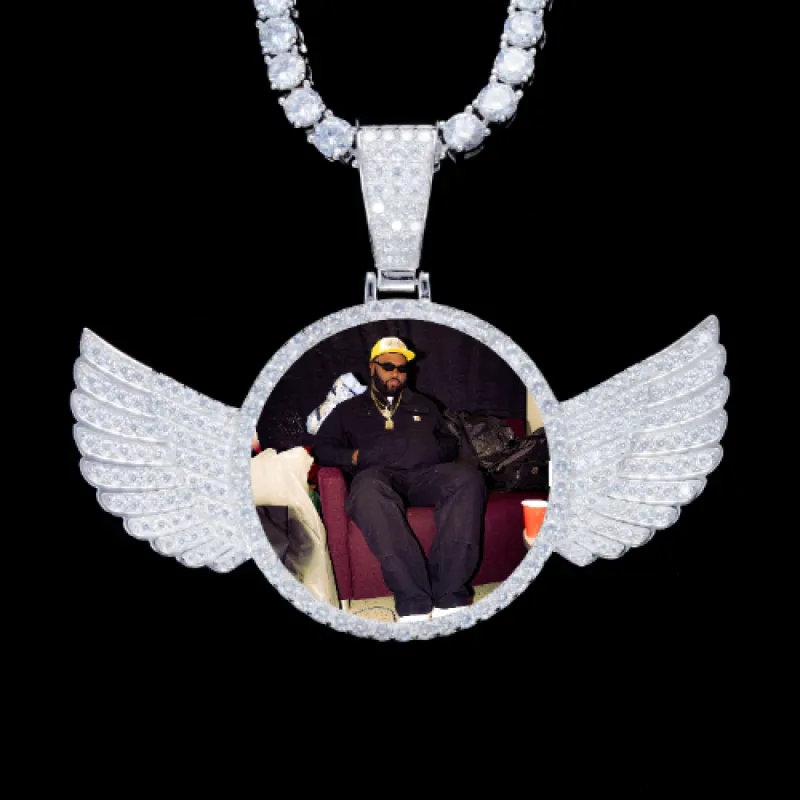 925S & VVS Moissanite 3D Wing Custom Picture Pendant sold by The GUU Shop