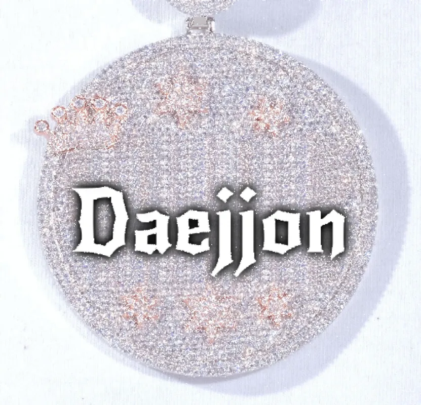 CUSTOM LETTER NECKLACE 3D BIG CROWN DISC sold by The GUU Shop