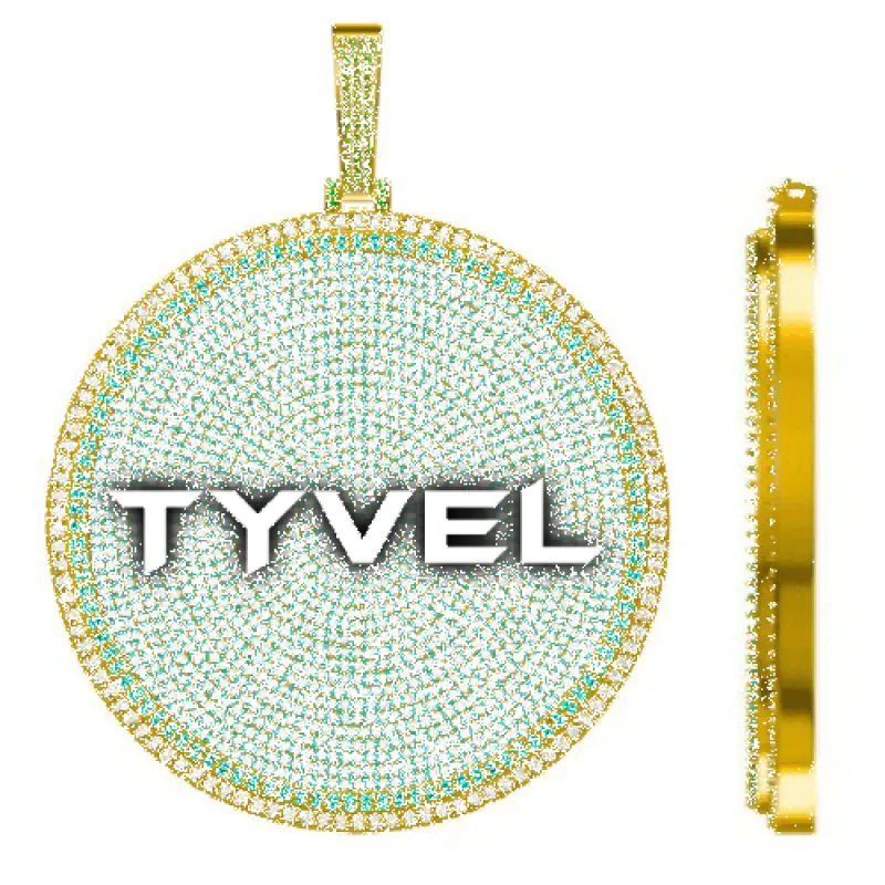 CUSTOM LETTER NECKLACE 3D BIG DISC sold by The GUU Shop