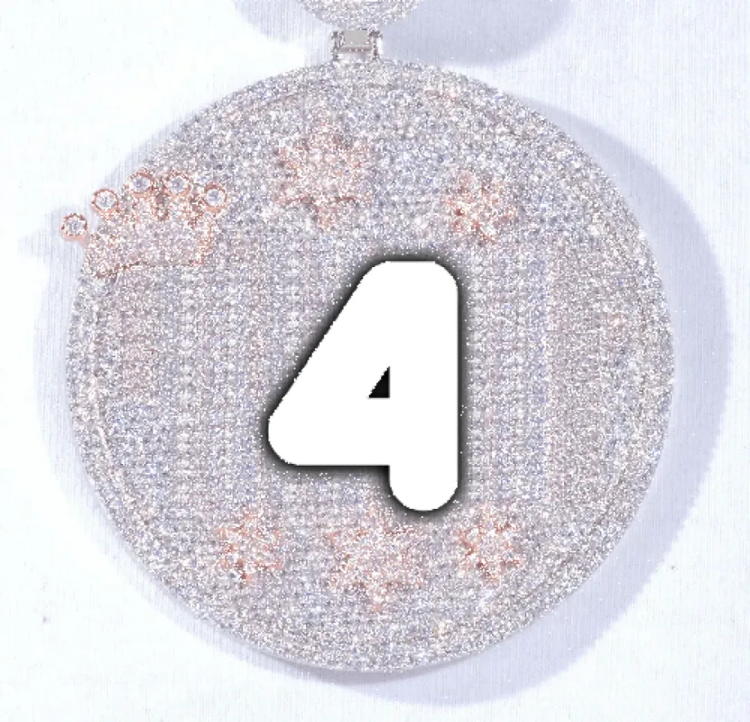 CUSTOM LETTER NECKLACE 3D BIG CROWN DISC sold by The GUU Shop