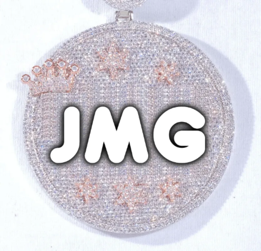 CUSTOM LETTER NECKLACE 3D BIG CROWN DISC sold by The GUU Shop