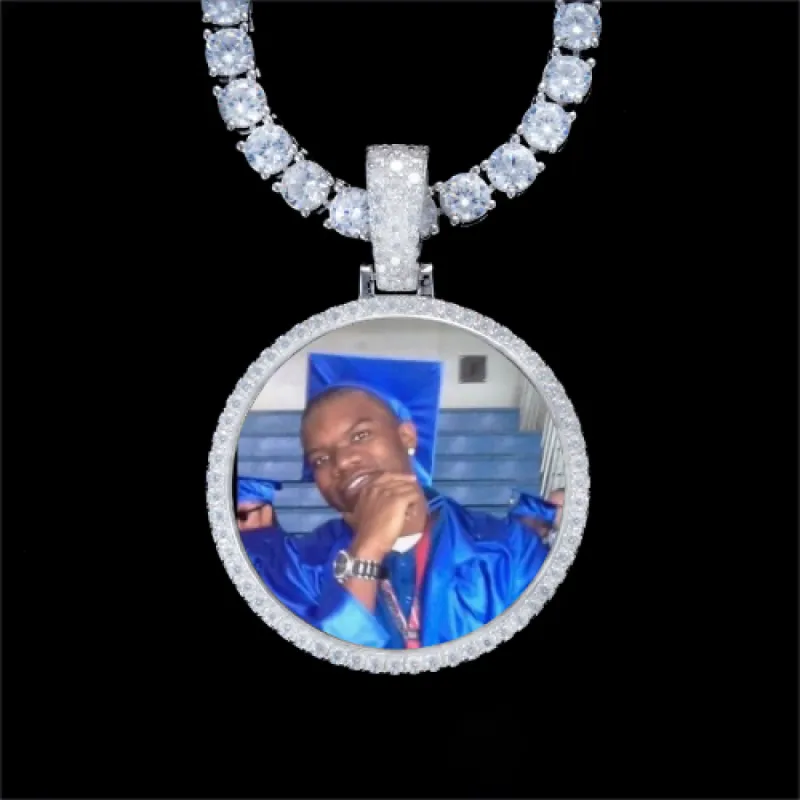 925S & VVS Moissanite 3D Circle Custom Picture Pendant sold by The GUU Shop