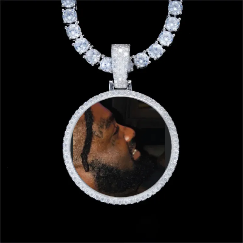 925S & VVS Moissanite 3D Circle Custom Picture Pendant sold by The GUU Shop