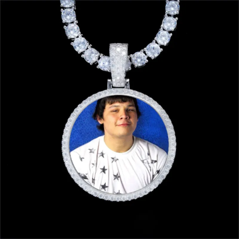 925S & VVS Moissanite 3D Circle Custom Picture Pendant sold by The GUU Shop